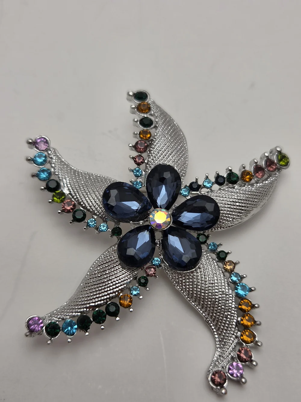 Jewel Tone Brooch & Pendant Set • Purple Fruit, Blue Starfish, Red Rose Trio